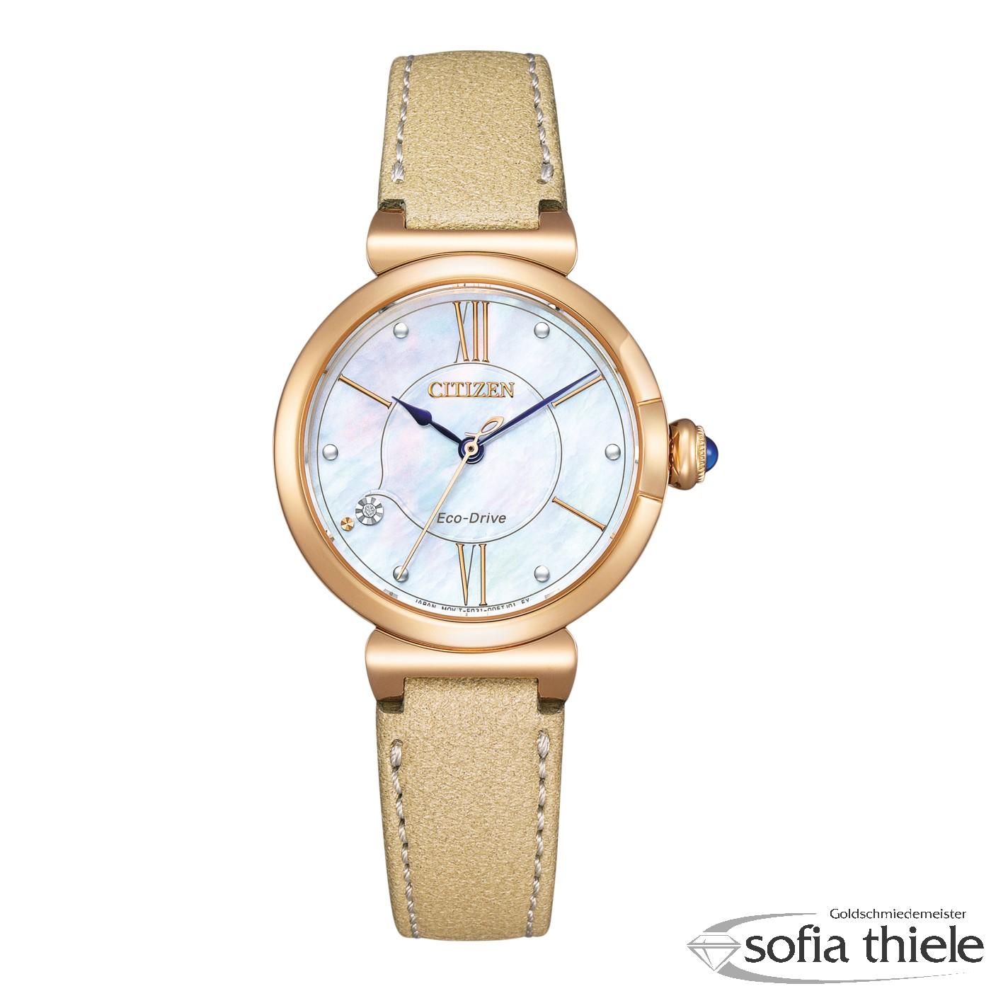 Damenuhr Lederband Quarz EM1073-18D