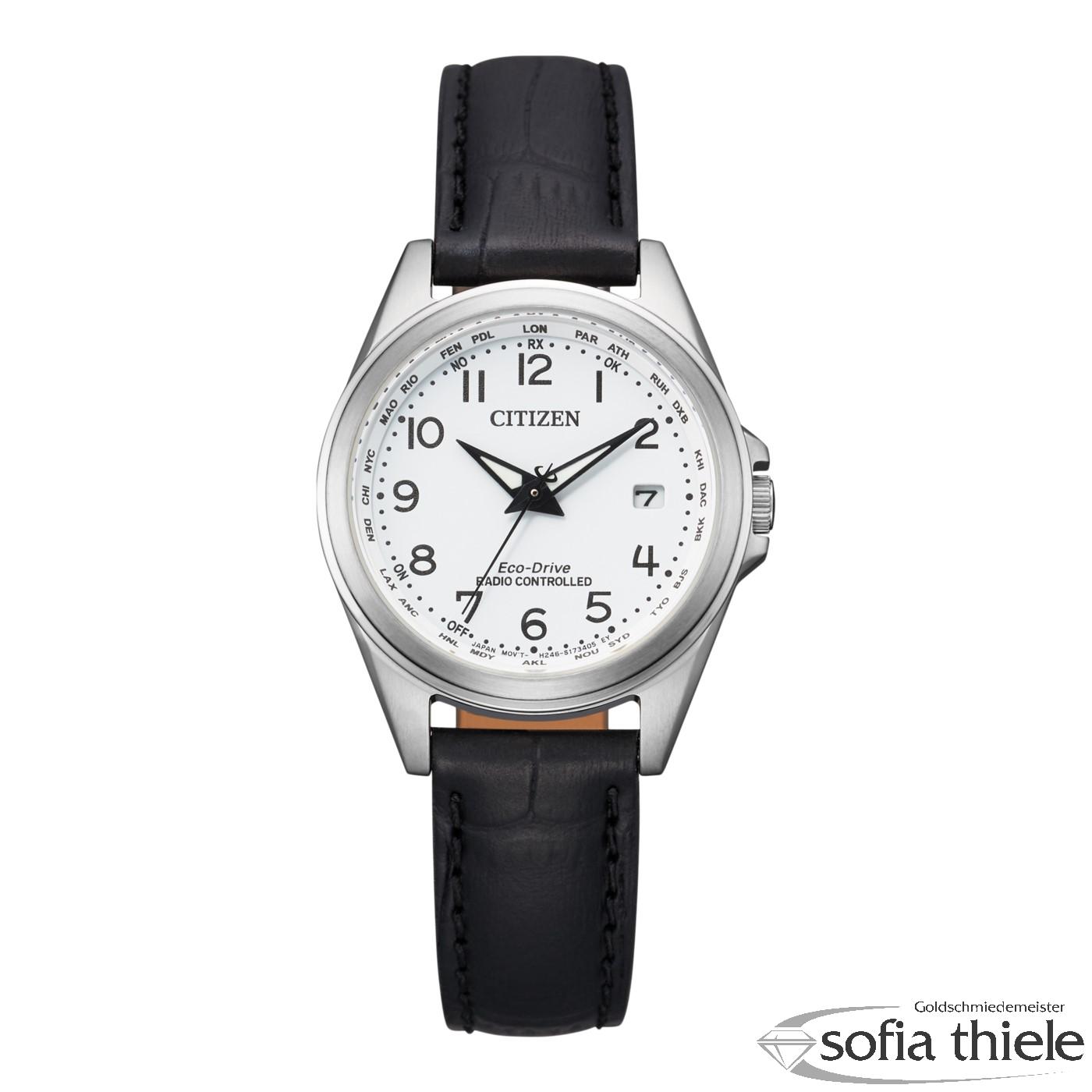 Damenuhr Lederband Funk EC1180-14A