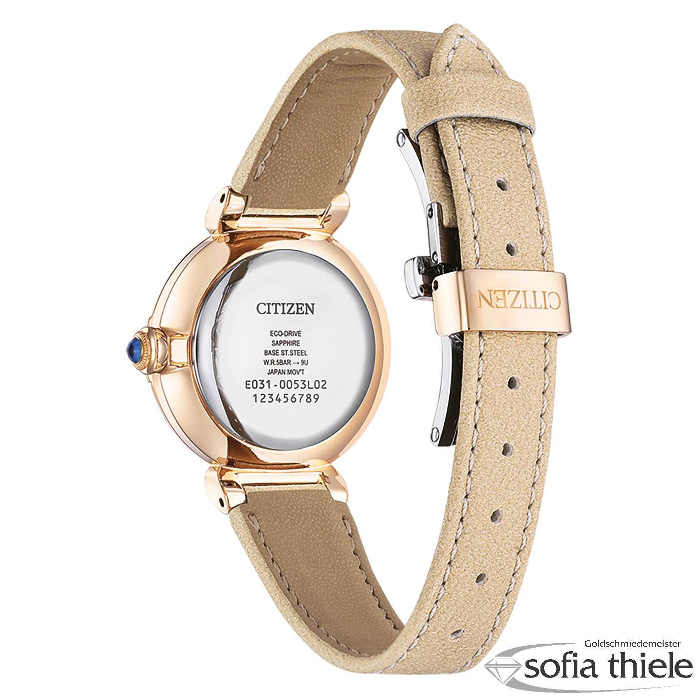 Damenuhr Lederband Quarz EM1073-18D